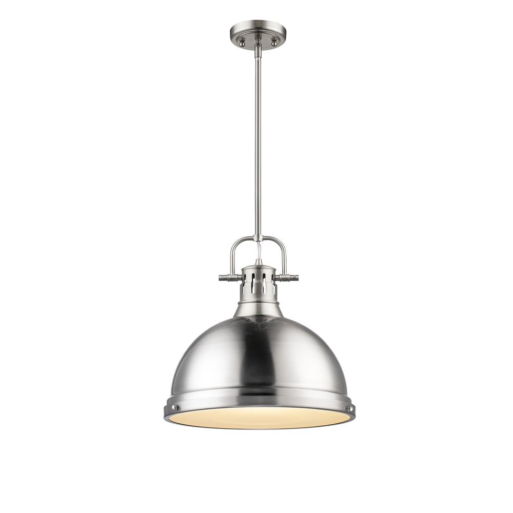Golden Lighting 3604-L PW-PW Duncan PW 1 Light Pendant with Rod in the Pewter finish with Pewter